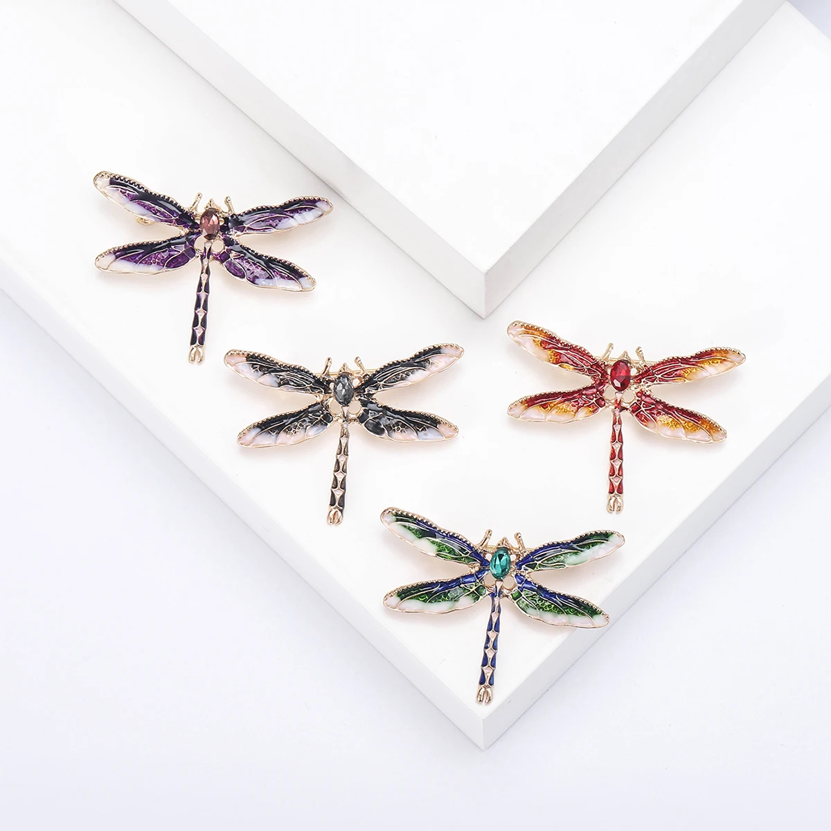 Rhinestone Dragonfly Brooches for Women Unisex Pearl Insect Pins Banquet Party Backpack Gifts Jewelry Accessories