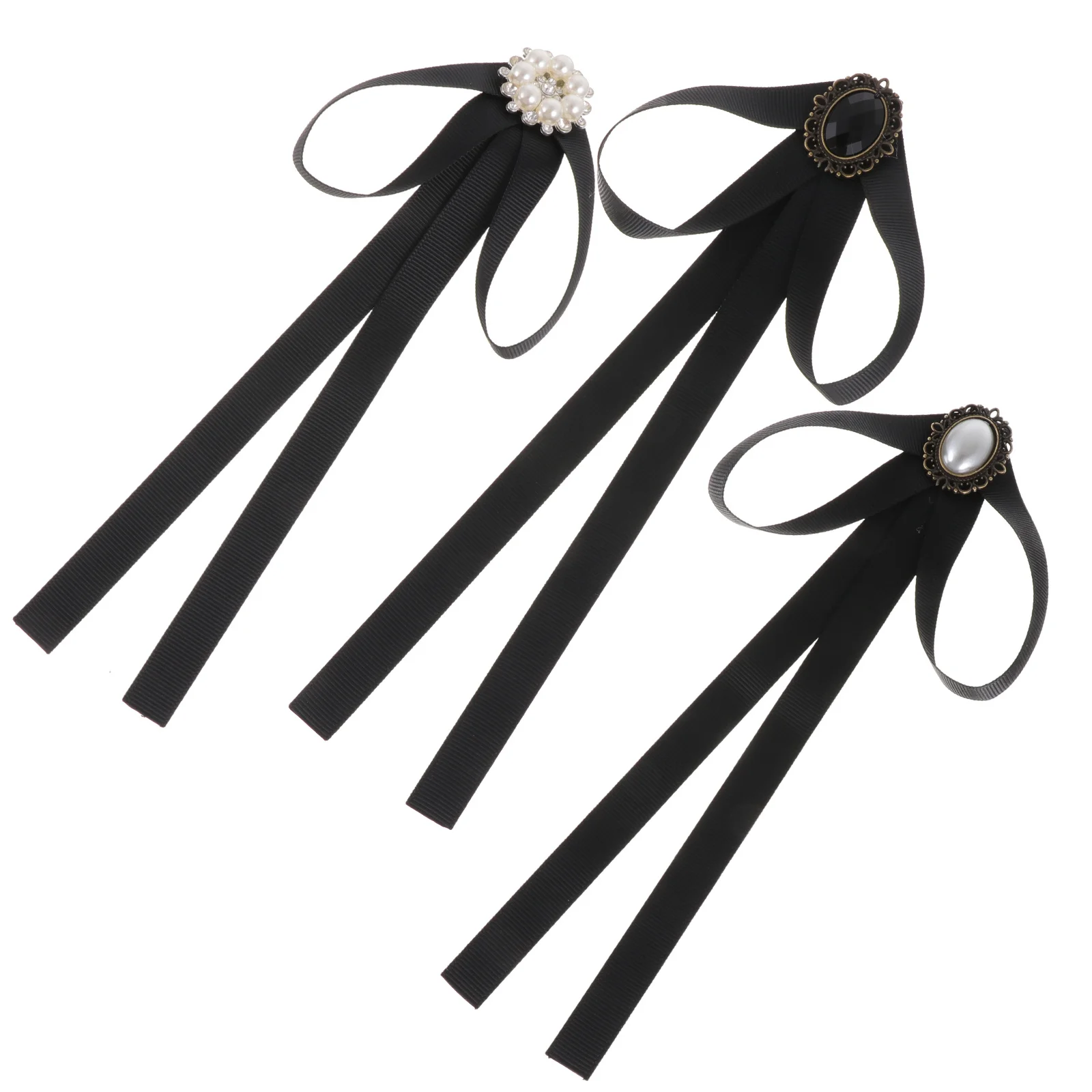 

3Pcs Lady Bow Neck Tie Japanese Style Long Black Bow Knot Shirt Accessories for Party Dance Banquet Bow-Knot Tie