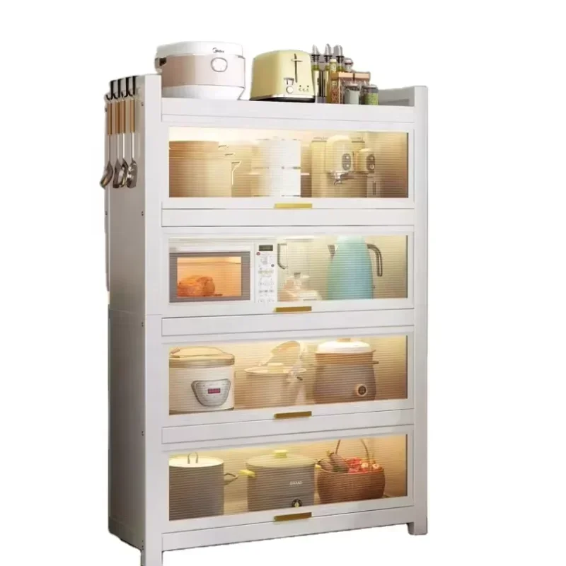 Hot Floor-to-ceiling Multi-layer Function with Cinet Doors Carbon Steel Storage Racks Cupboard Kitchen Living Room Dining Room