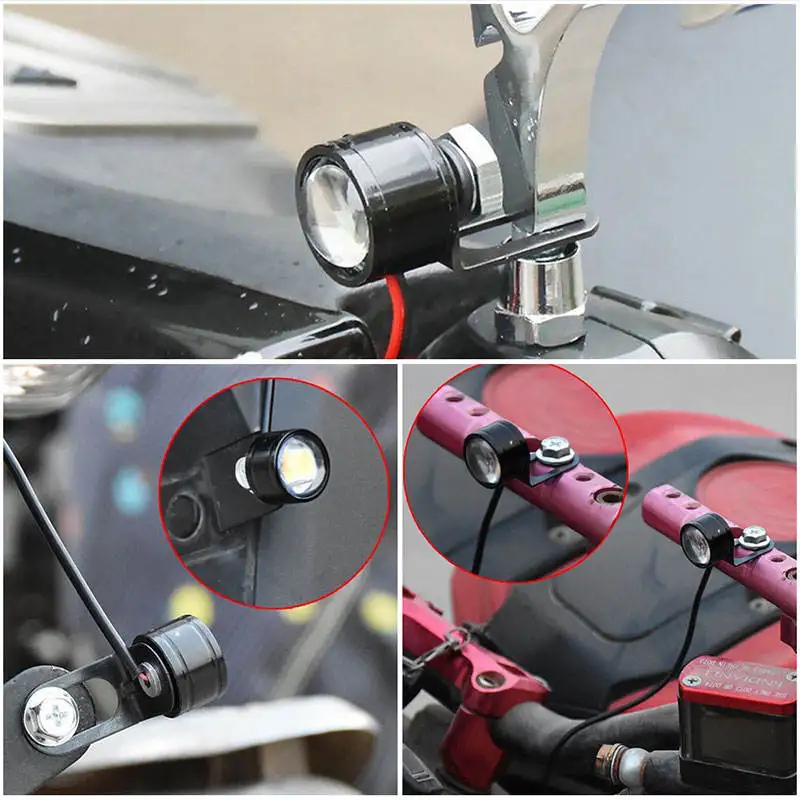 Motocicleta LED Strobe Espelho Luzes, Modo Piscando, Mirror Mount, DRL Cauda Lâmpada, 1 Par