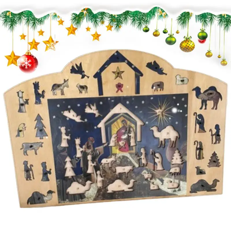 Nativity Puzzle Advent Calendar 2024 Adult Christmas Countdown Jigsaw Puzzles Wooden Happy Family Toy Game For Teens Birthday