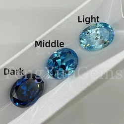 L-Sea Blue 3x5~13x18mm M-Sapphire Oval Shape Dark Aqumarine Loose Cubic Zirconia Beads 5A Synthetic Gems For Jewelry
