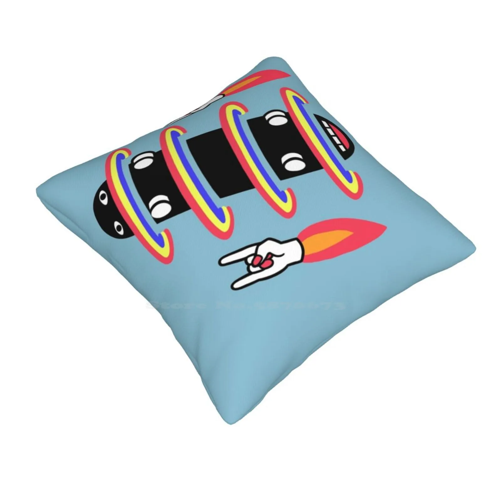 Flipped Skateboard And Rad Rockets Pillow Cover Hug Pillowcase Skater Cool Rocket California Radical Rainbows Groovy