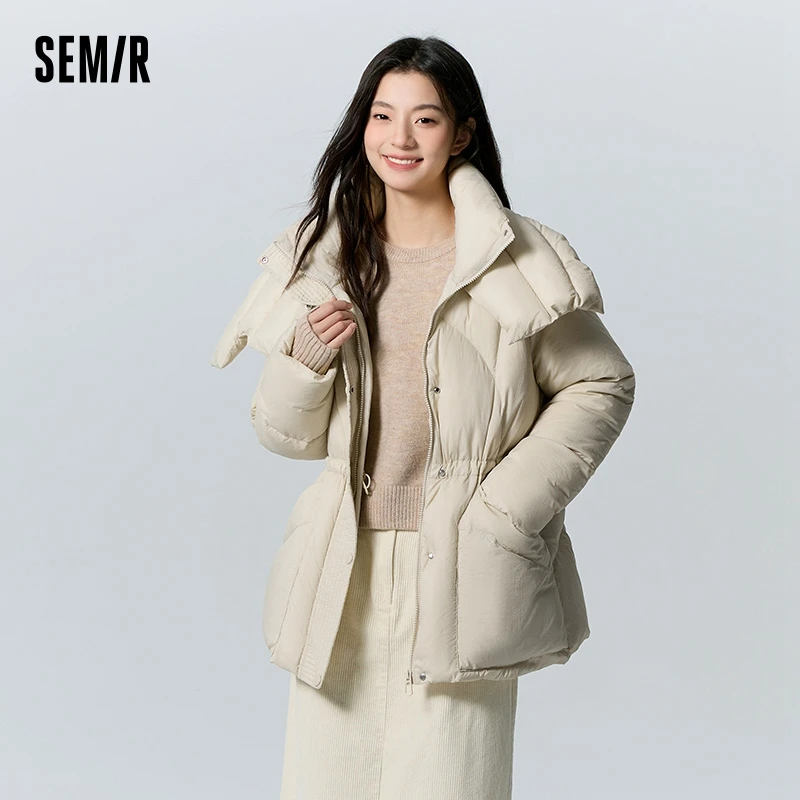 Semir Down Jacket Women Medium Length Loose 2023 New Textured Warm Winter Wear