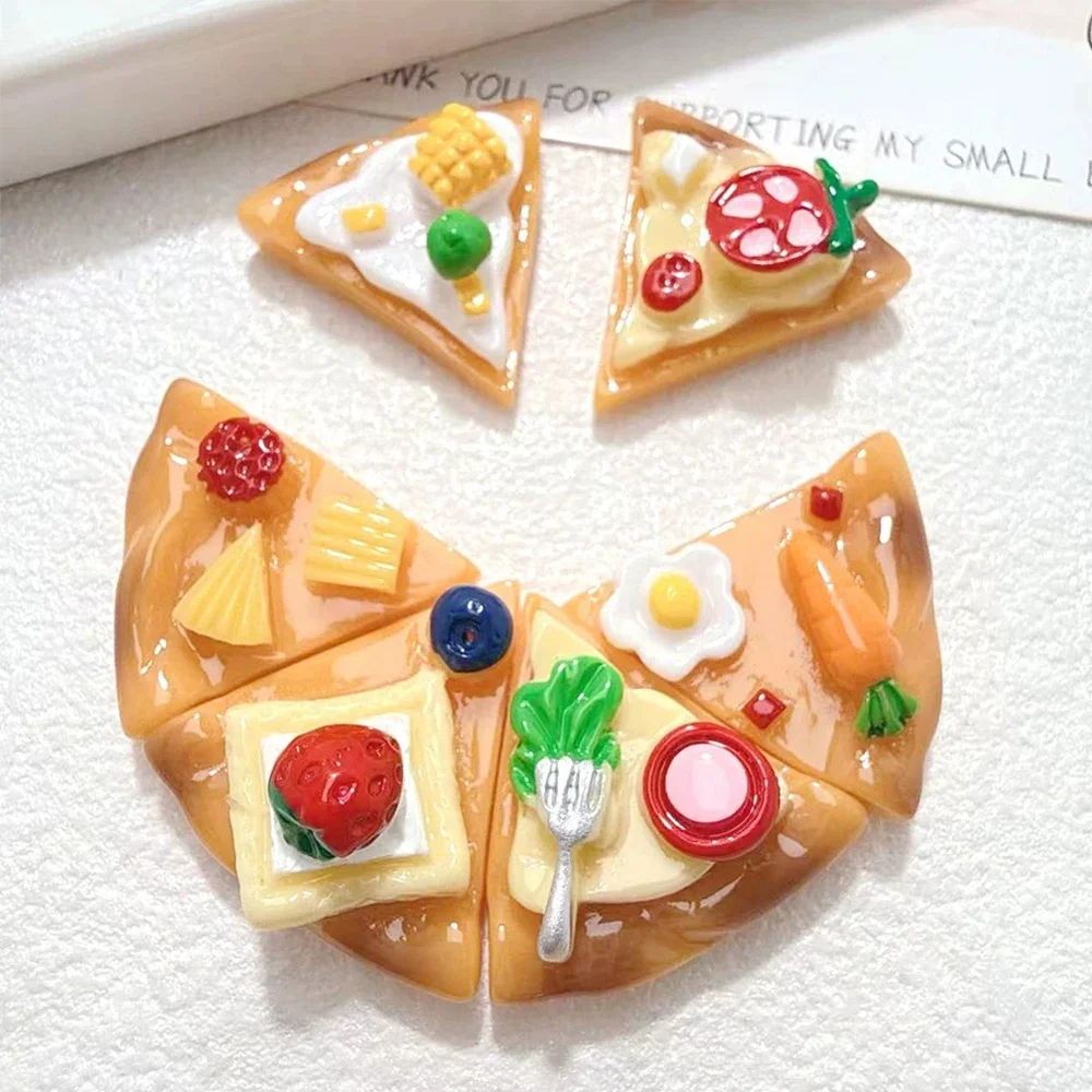 10PCS Triangle Pizza Series Miniature Flat Back Resin Cabochons For Hairpin Scrapbooking DIY Home Decor Craft Accessories