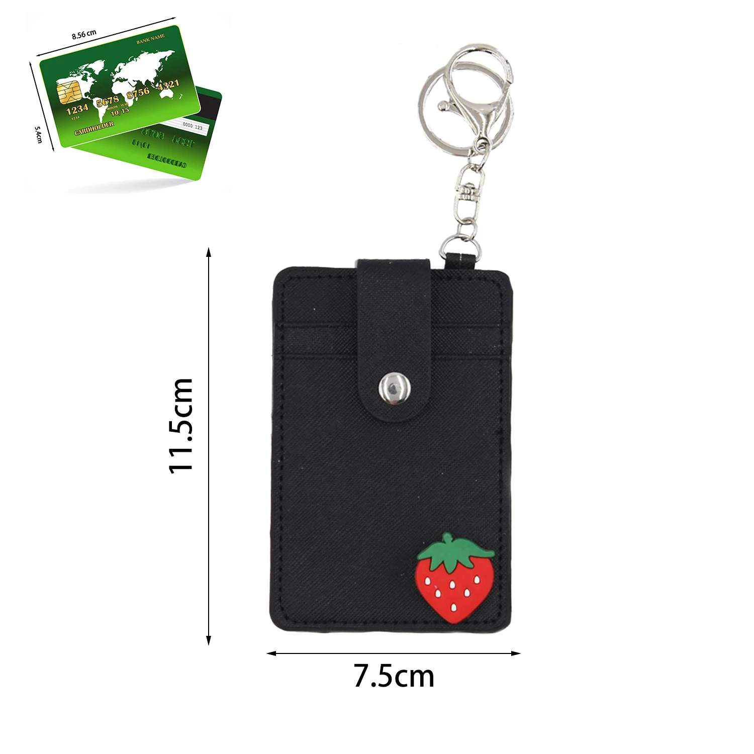 1Pc Bank Credit Card Holder Bus ID Cards Holders Women Men Fashion Card Bags Keychain Cute Cartoon Card Case Key Chain Ring