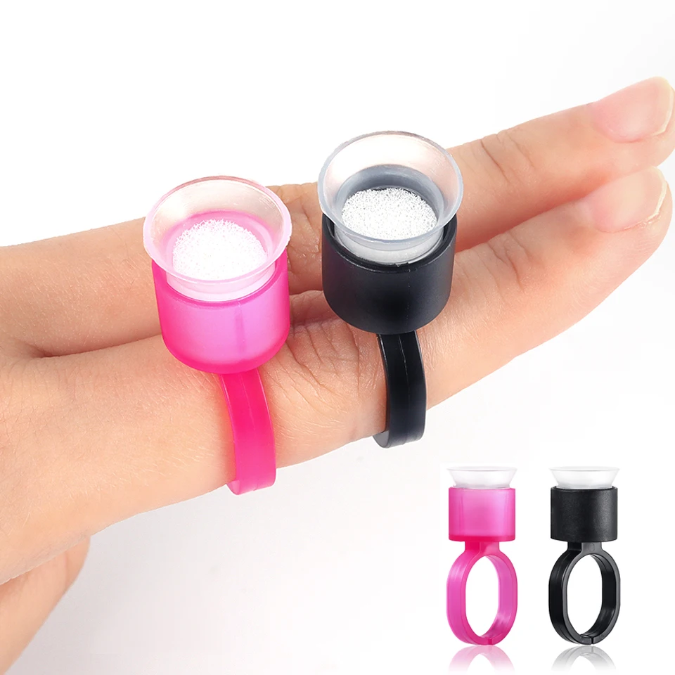 Tazas desechables con anillo para tinta de tatuaje, 50/100 Uds., con esponja, pigmento para Microblading, soporte para tinta, suministros de accesorios para tatuaje PMU