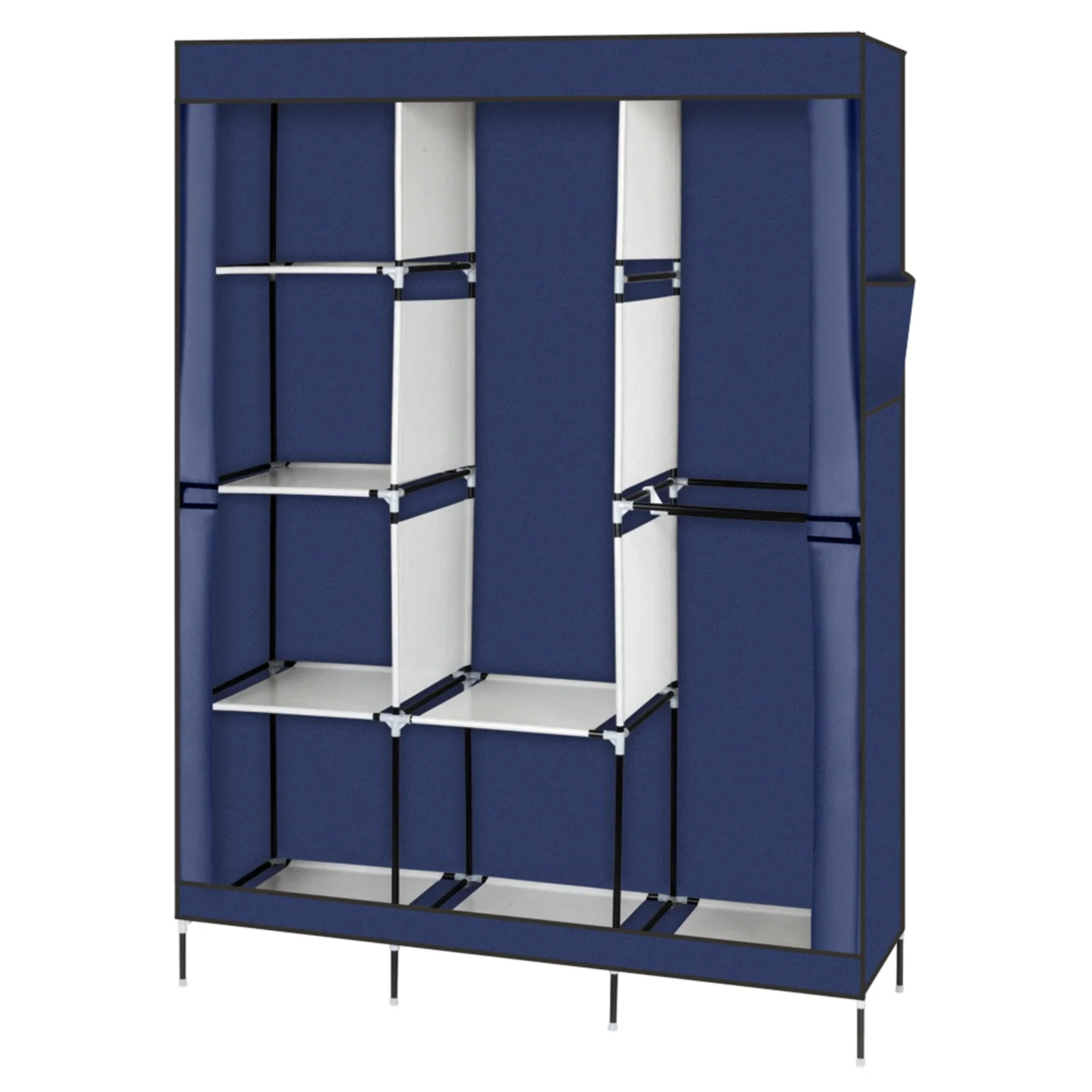 

71" Portable Closet Storage Organizer Clothes Wardrobe Rack Blue