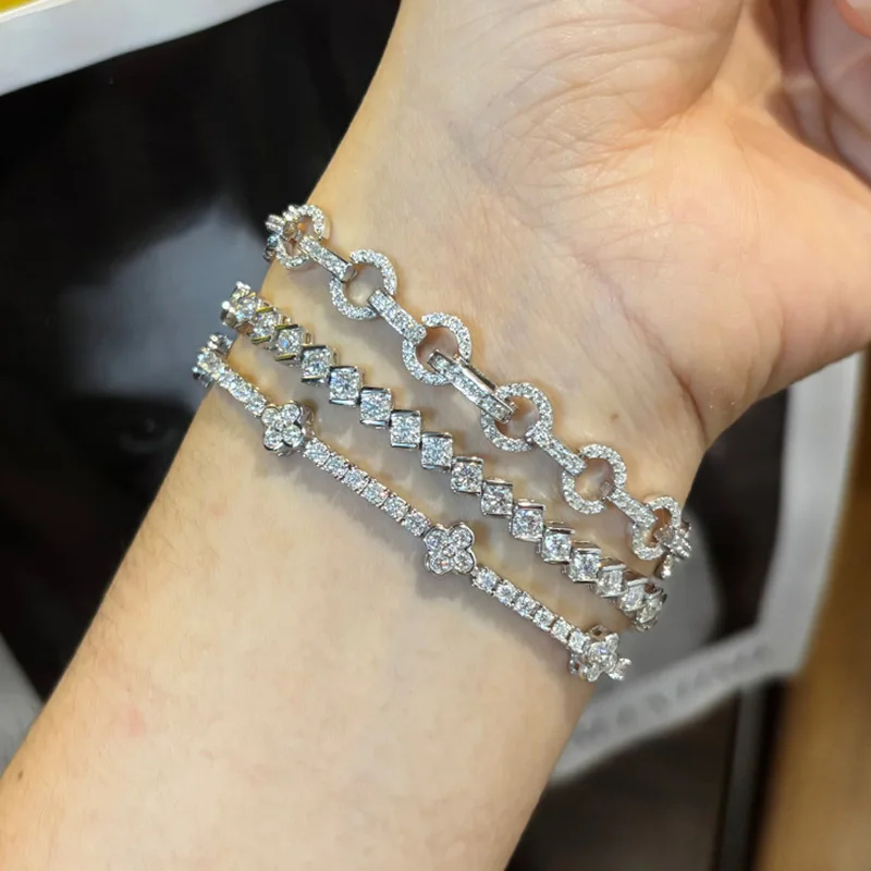 

LYCFN оригинальный роскошный мужской теннисный браслет-колье с муассанитом S925, серебро, браслеты-цепочки с бриллиантами и тестером