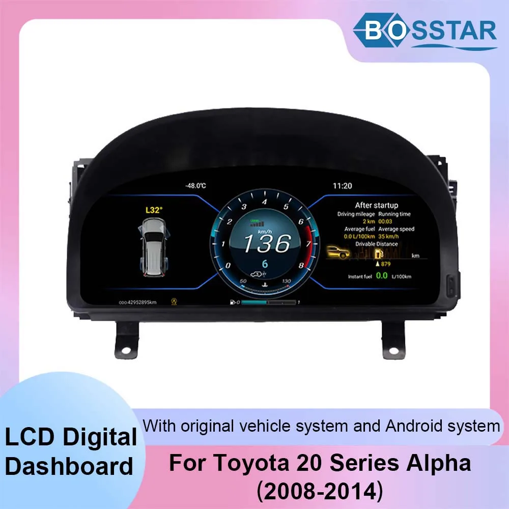 

For LCD Dashboard Digital Cluster Car Auto Meter Speedometer For Toyota 20 Series Alphard