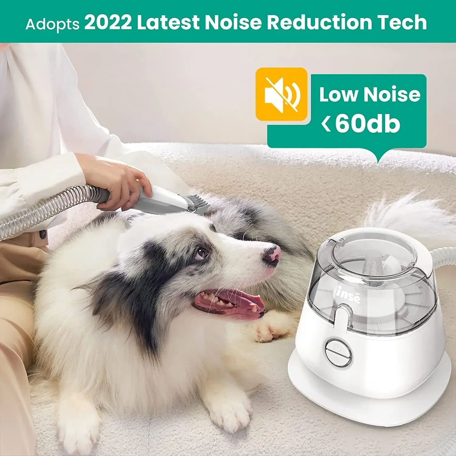 INSE P20 Pet Grooming Vacuum,  Large Dust Cup Pet Hair Vacuum with Clipper , 5 Pet Grooming Tools for Shedding Dog Hair Set