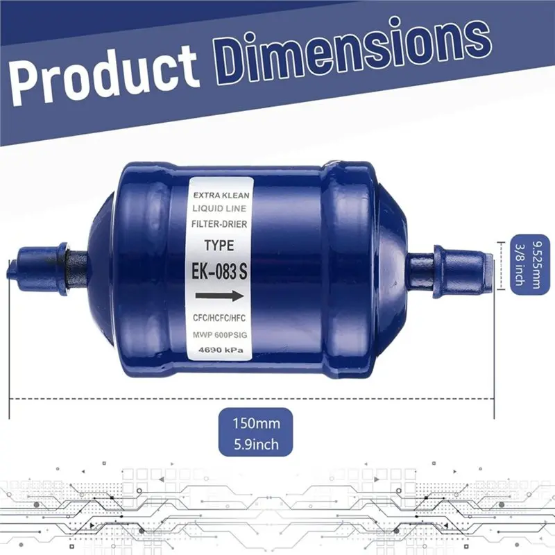 ABXN-For Cool Air For Heat Pump Refrigerant Filter Drier 2 Pcs Flow Filter Drier Ek-083S Single Liquid Line 3/8 Sweat
