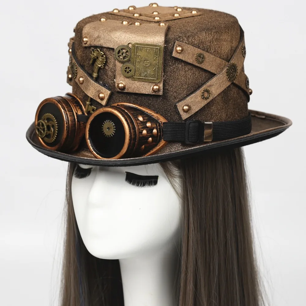

Steampunk Goggles & Vials Top Hat - Pirate Robin Hood Cow boy Gothic Style, Holiday Party & Stage Performance Prop
