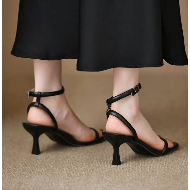 Women High Heel Sandals Summer Female Square Heel Open Toe Strap Ladies Stiletto Pump 2025 New Elegant Woman Heels Party Shoes