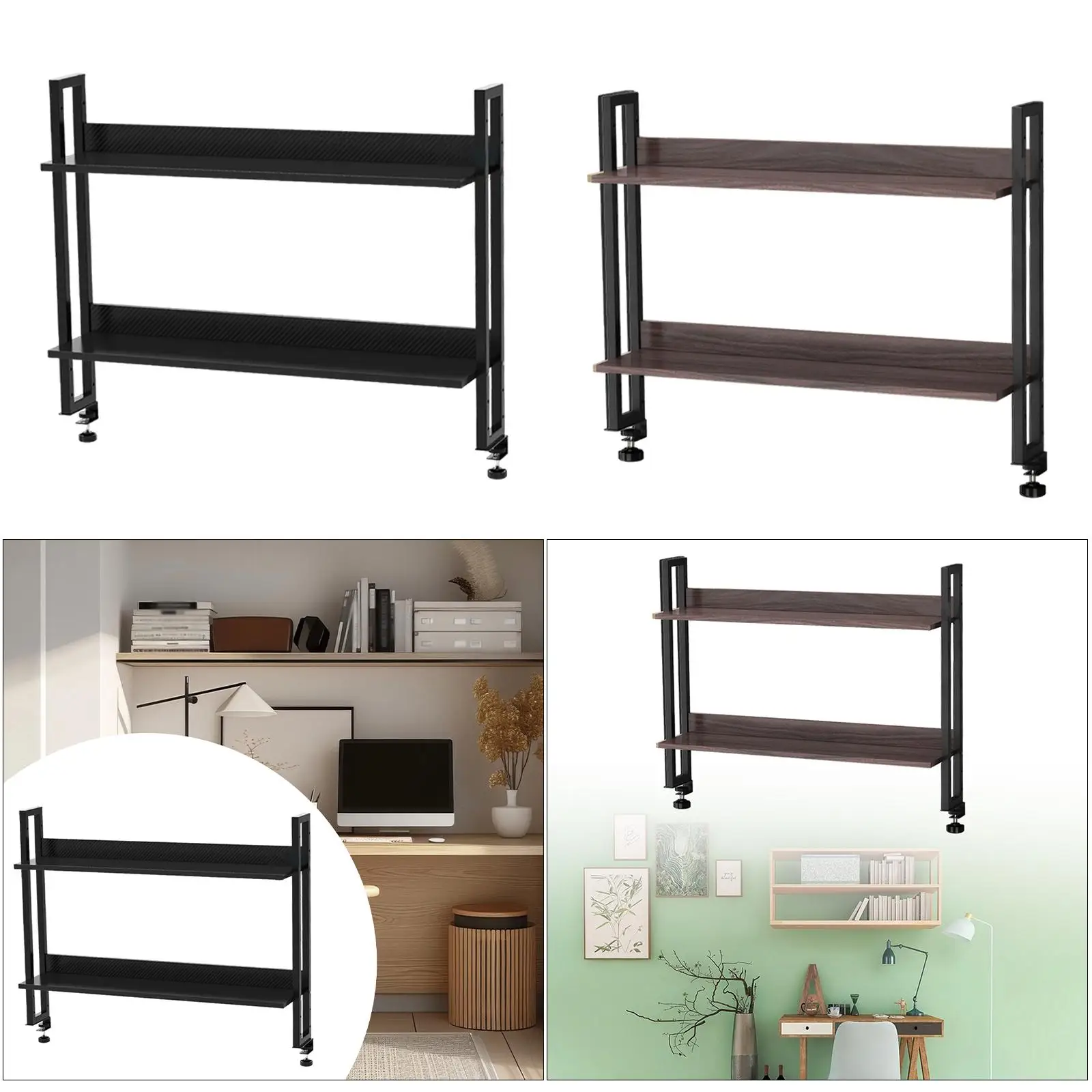 Desktop Bookshelf 2 Tier Adjustable Height Display Shelf Desk Organizer Rack for Living Room Dresser Top Office Home Decoration