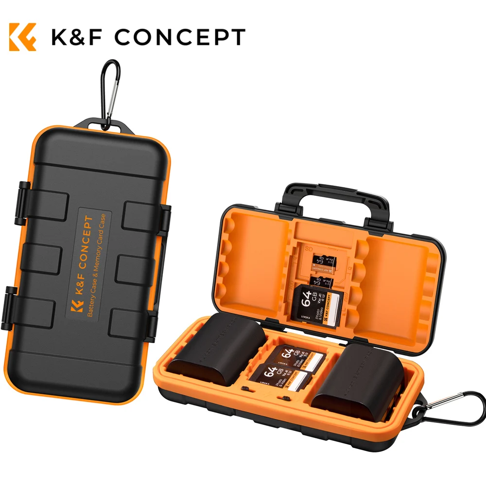 K&F Concept Camera Battery Case Professional Waterproof ABS Shockproof CF Memory Card Slot Box For FW50 W235 EL14 Battery