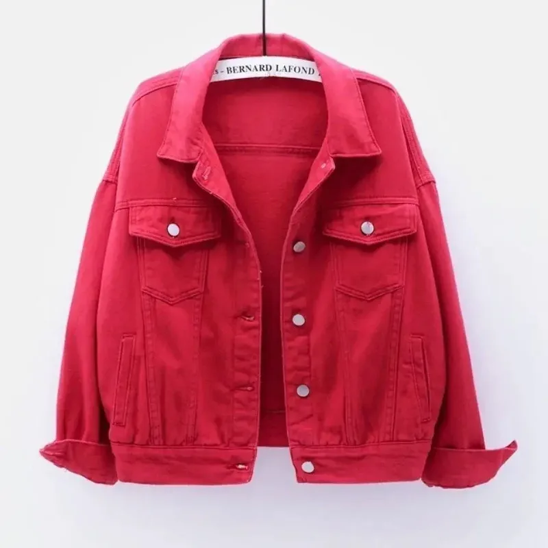 Women Short Korean Loose Bf Long-sleeved Jackets Female Casual Solid Tops Fashion 2024 Spring Summer New Color Thin Denim Coats
