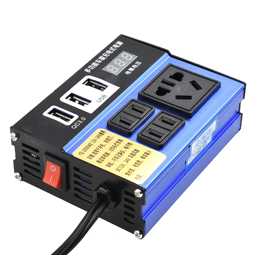 Car Power Inverter High Quality 1500W Car Vehicle Inverter DC12V 24V to DC110V/220V w/ 4 USB Ports & Over Current Protection