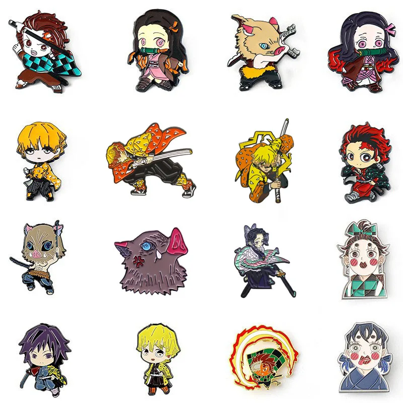

Demon of Slayer Enamel Brooch Set Exquisite Dark Fantasy Anime Lovely Cartoon Character Peripheral Collection Jewelry Presents