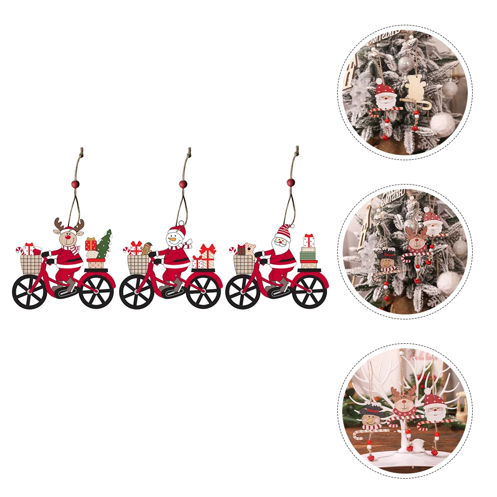 3 Pcs Xmas Tree Ornaments Christmas Party Decor Topiaries Themed Bike Accessories