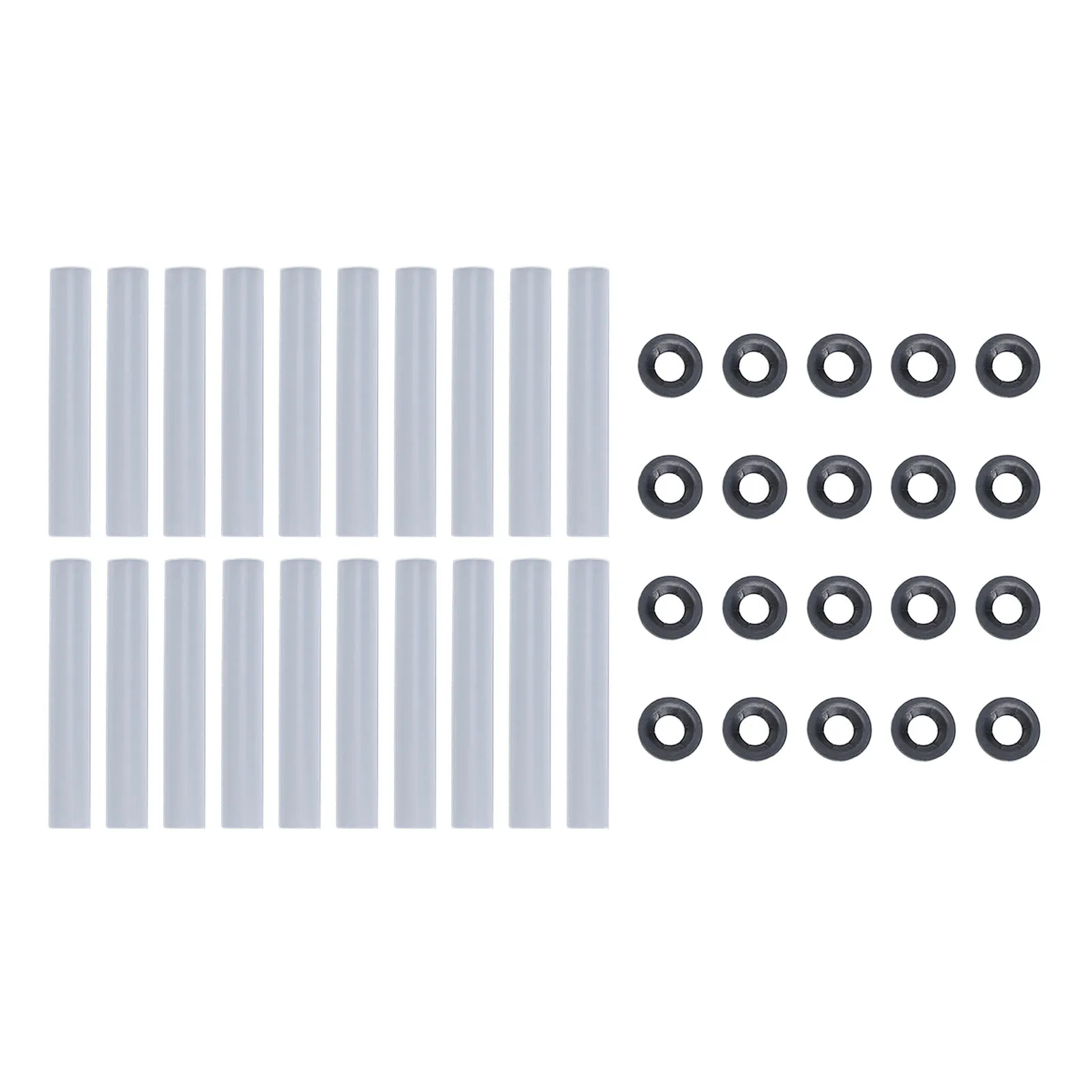 

20 Sets Garage Door Hinge Quiet Roller Sleeves 11mm ID 80mm Length Roller Shaft Nuts Bearing Gaskets for Cars RV Garage Doors