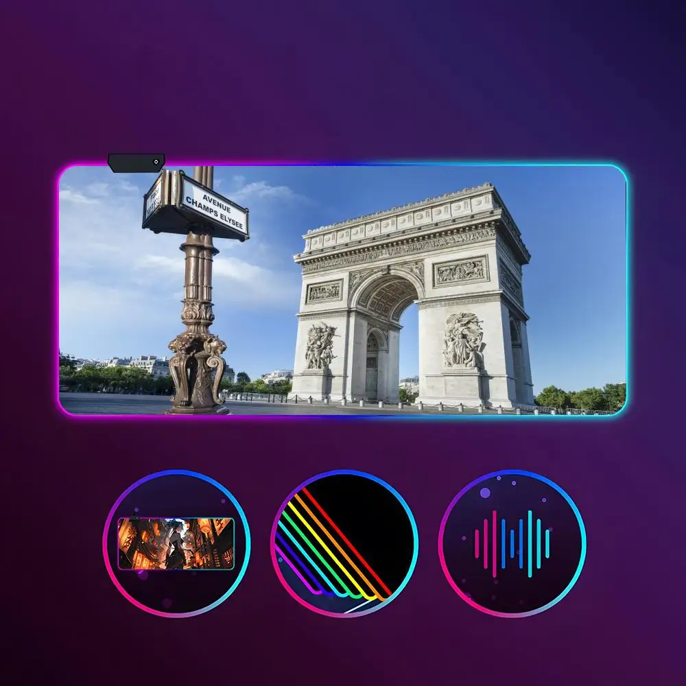 

Arc De Triomphe Mouse Pad RGB Luminous 900X400mm Large Table Mat Non-slip Extra Large Game Office Mouse Pad