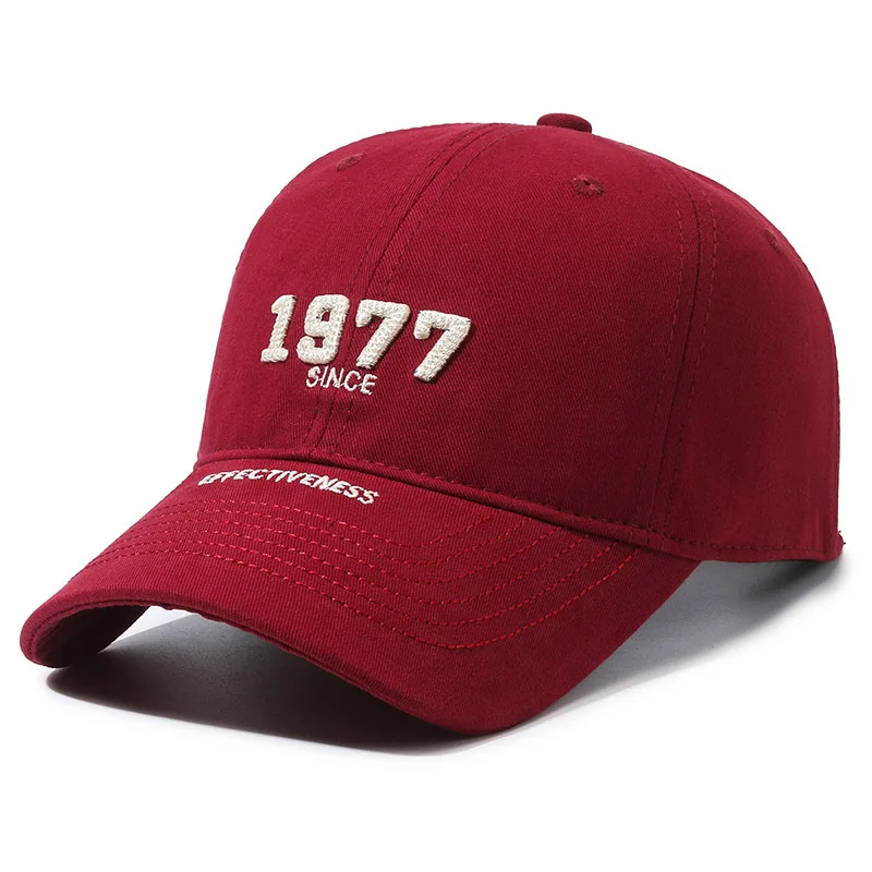 Autumn Mens Cotton Baseball Cap Casual 1977 Letter Embroidery Snapback Caps for Women Street Soft Top Trucker Dad Hats Sun Hats