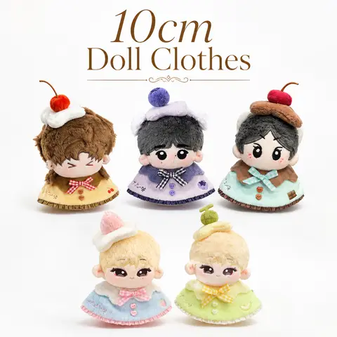 10cm Cotton Doll Clothing Set Caramel Strawberry Honeydew Pudding Series Doll Cloak Clothes Suitable For Various Doll Body Types