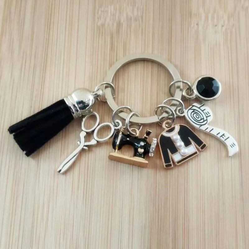 New fashion tassel sewing machine keychain scissors and clothes customized fashion gifts for friends