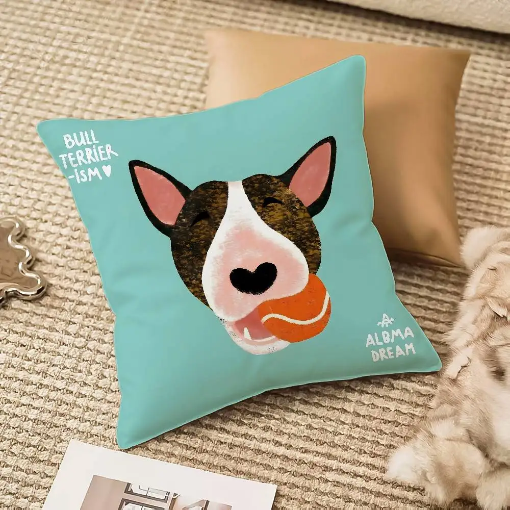 Cartoon Bull Terrier Series Pillow Case Anti-dustmite Invisible Zipper Sofa Bed