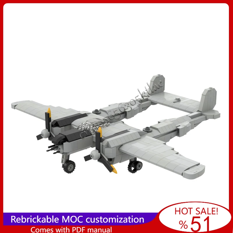 

838 шт. P-38, двойной двигатель дальнего действия, модель тяжелого истребителя, MOC, строительные блоки, кирпич, креативная сборка, игрушки, детский рождественский подарок