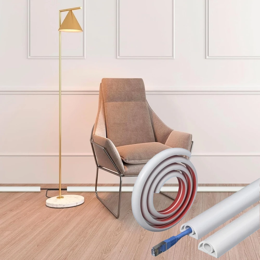 1pc 1mX2cm Floor Cord Cover Self-Adhesive Cord Protector Extension Wiring Duct Protector Electric Wire Slot Cable Manage Cable