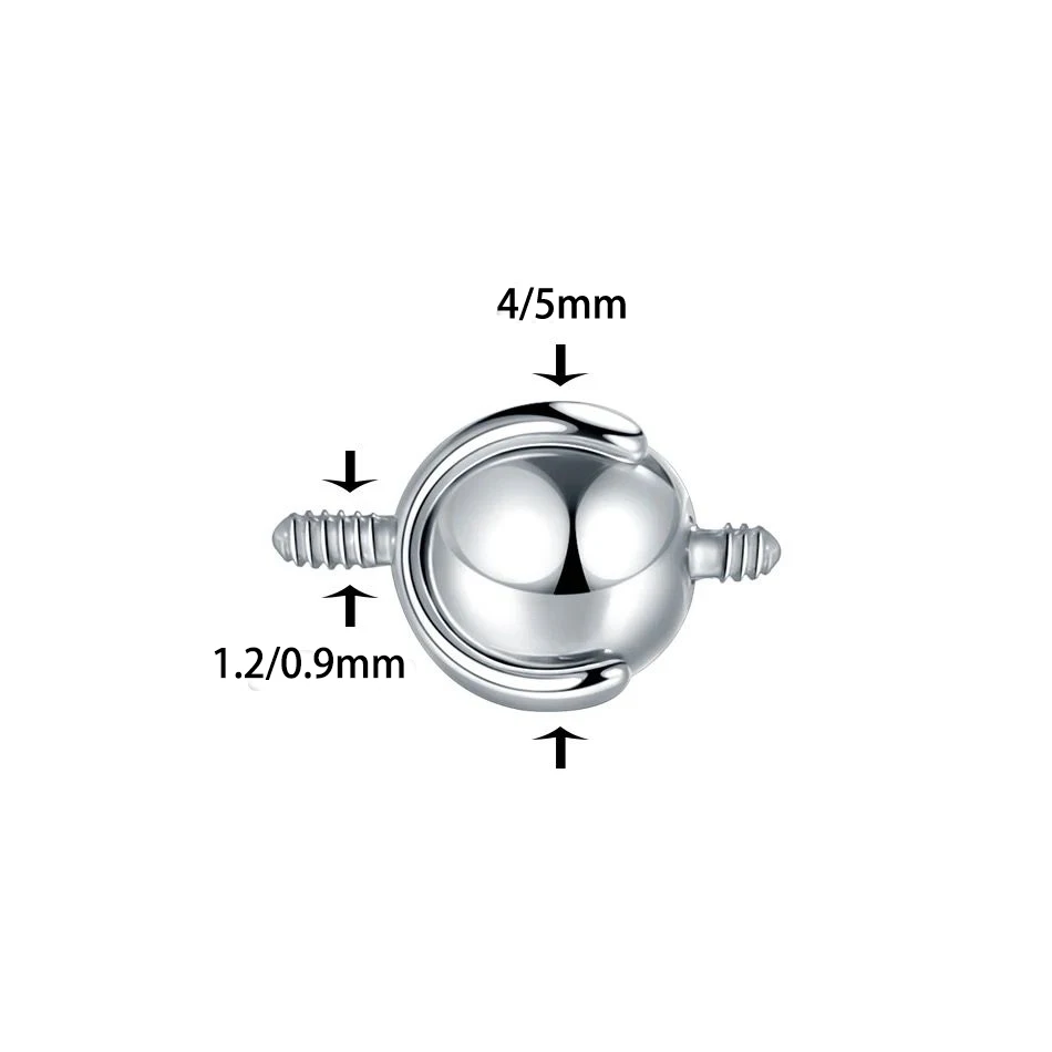 1Pc 16G/14G 4/5mm Industrial Barbell Piercing Body Jewelry F136 Titanium Internally Threaded Rotating  Replacement Ball for