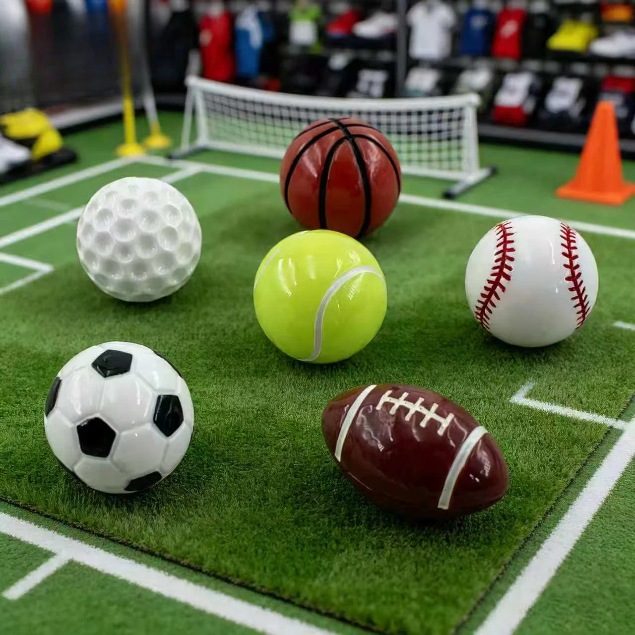 100pcd Cute Simulated Sports Ball Basketball Rugby Football Tennis Golf 3D Resin DIY for Keychain Pendants Dollhouse Accessories