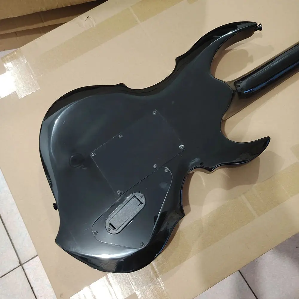 Guitare en forme de cercle noir et rouge pour gaucher, micro actif, besoin de plus d'images, contactez le vendeur, livraison rapide, en stock