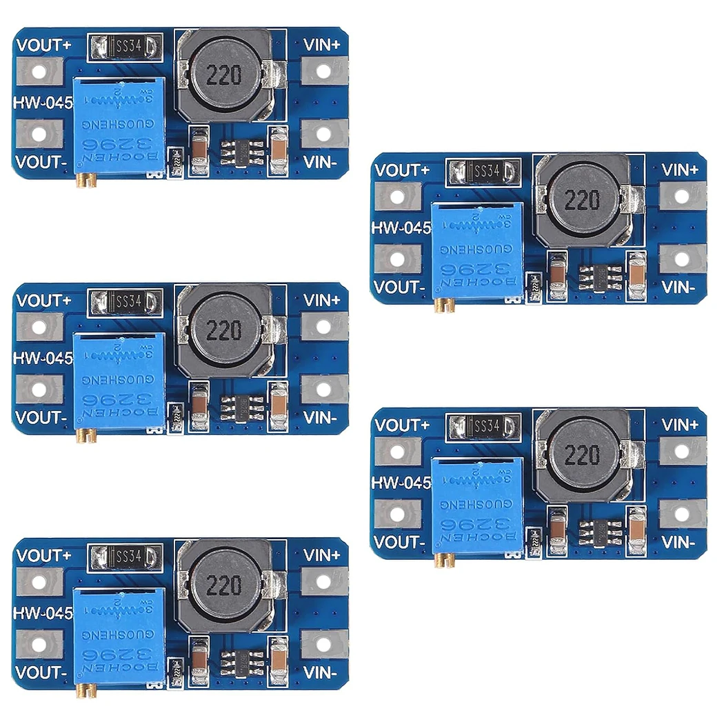 5/10PCS MT3608 DC-DC Step Up Boost Power Converter 2A Module Adjustable Step Up Voltage Regulator Board 2-24V to 5V-28V Output