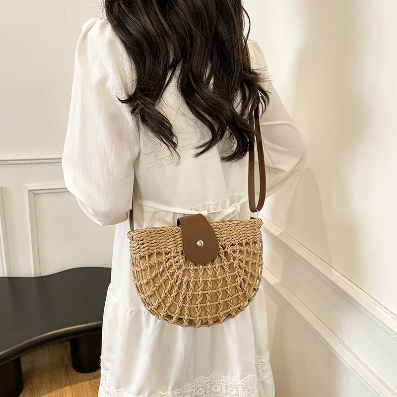 

Fabric Hollow Out Crossbody Bags Large Capacity Fashion Sewing 2025 Hot Sale Bags for Women Hasp Beach Women's Handbags