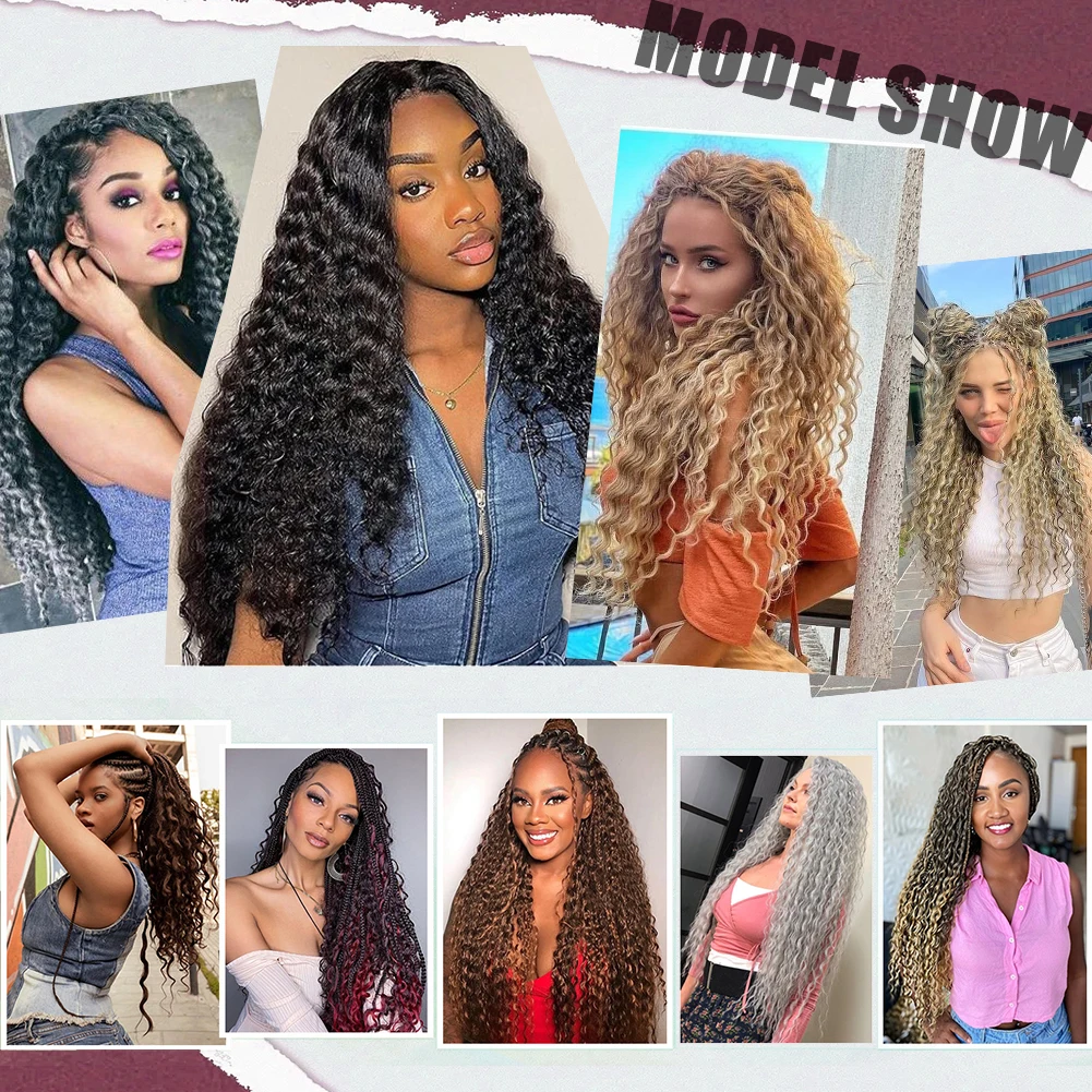 Ocean Wave Braiding Hair Extensions 22 Inch Synthetic Twist Ripple Crochet Deep Wave Braids Hair Long Deep Curly Wave Braid Hair