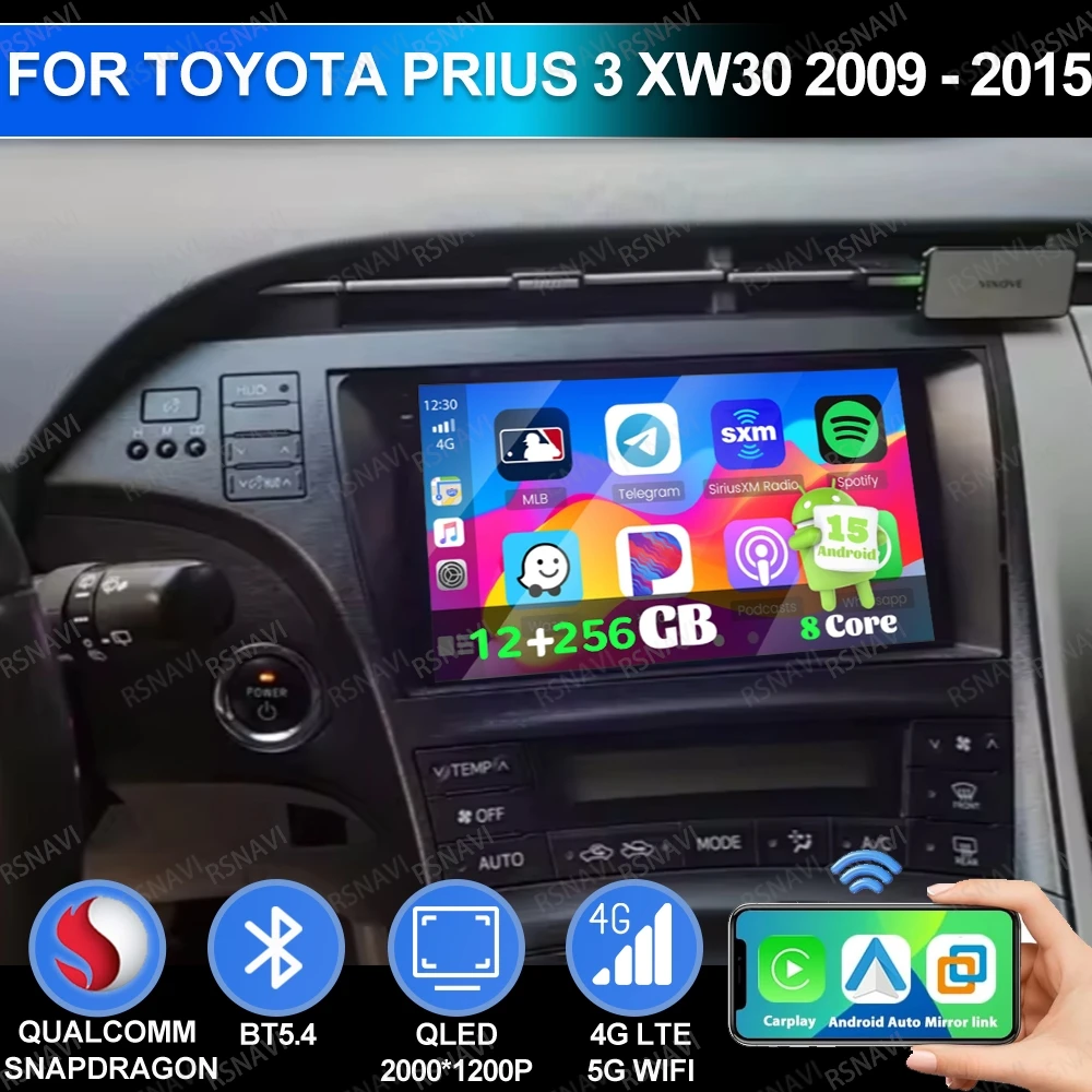 

Android 15 для Toyota Prius 3 XW30 2009-2015 QLED 5G WIFI Qualcomm BT DSP головное устройство AUTO GPS авторадио стерео автомобильное радио 4G LTE