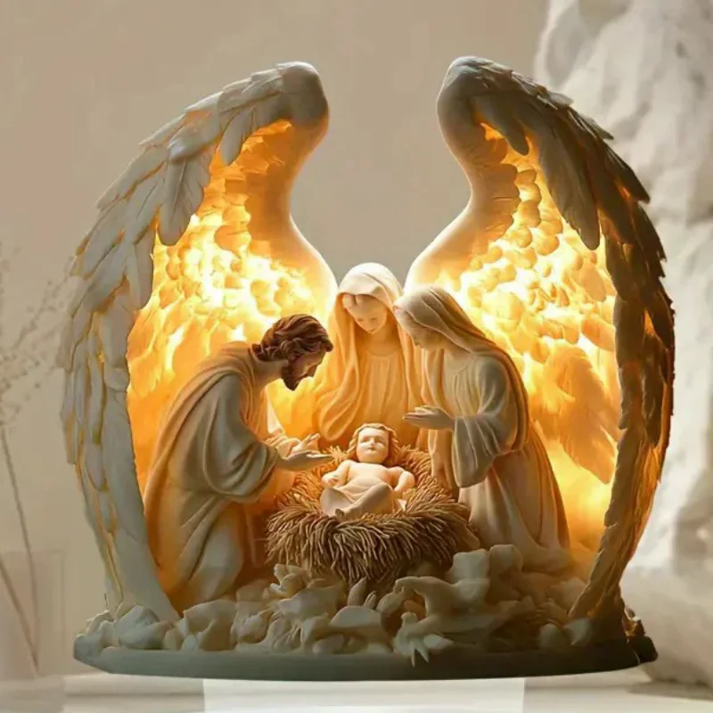 2026 جديد المهد يسوع الولادة المشهد عيد الميلاد الجدول محور ملحق 2D شقة الاكريليك للمنزل مكتب الديكور حزب الحلي