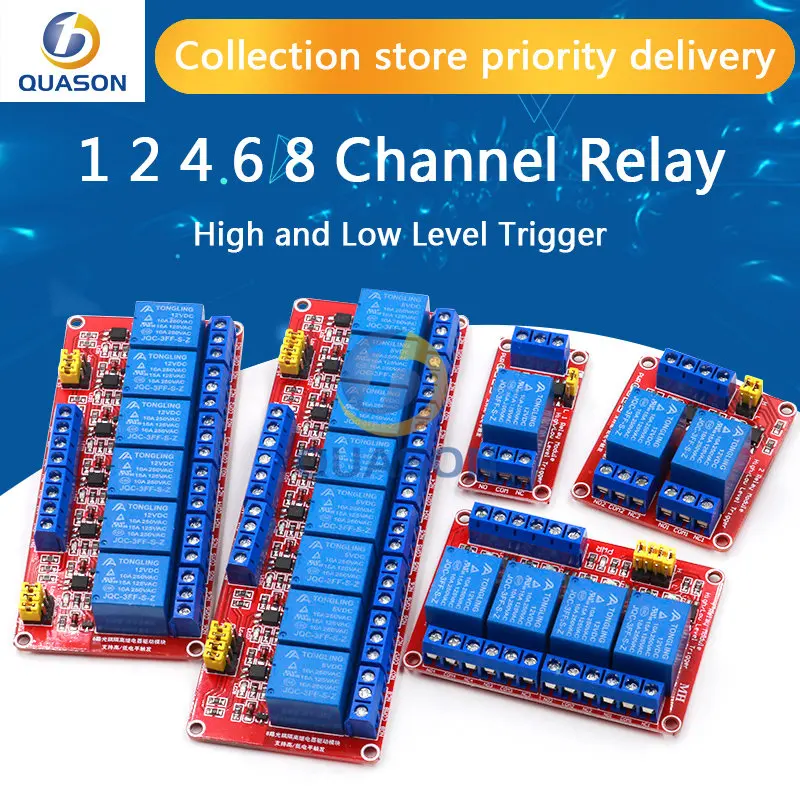 1 2 4 6 8 Channel 24V Relay Module Board Shield with Optocoupler Support High and Low Level Trigger forArduino