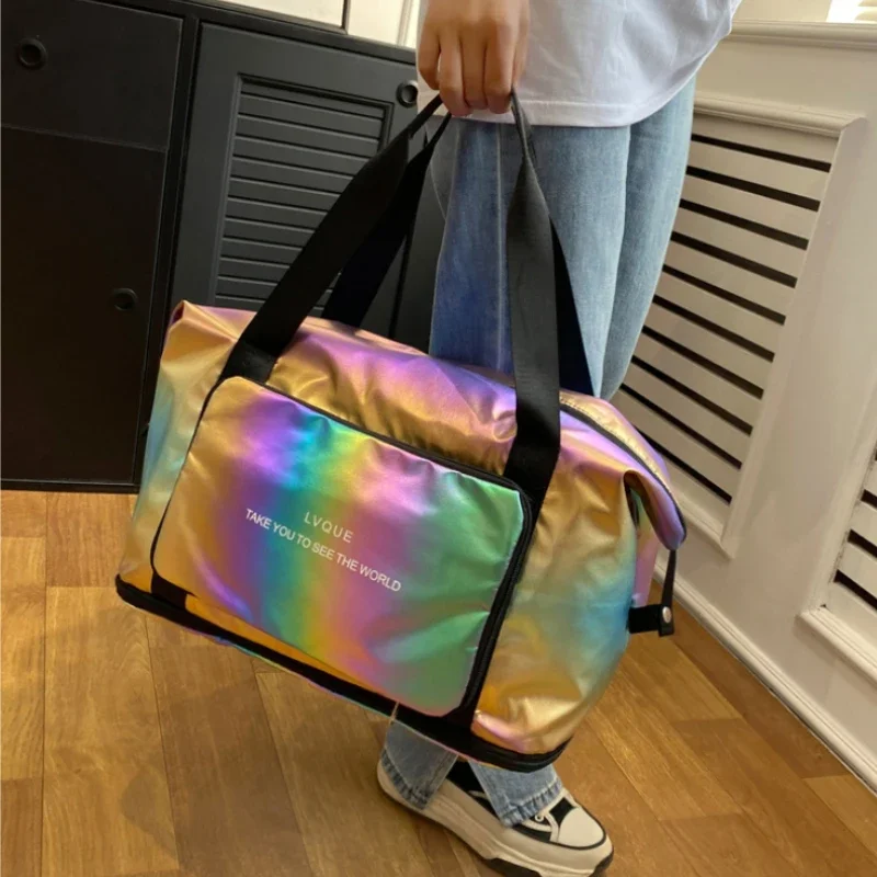 New Travel Tote for Women Oxford Zipper 2024 Hot Sale Expand Space Wear Resistant Waterproof Fitness Bag Foldable Handbag