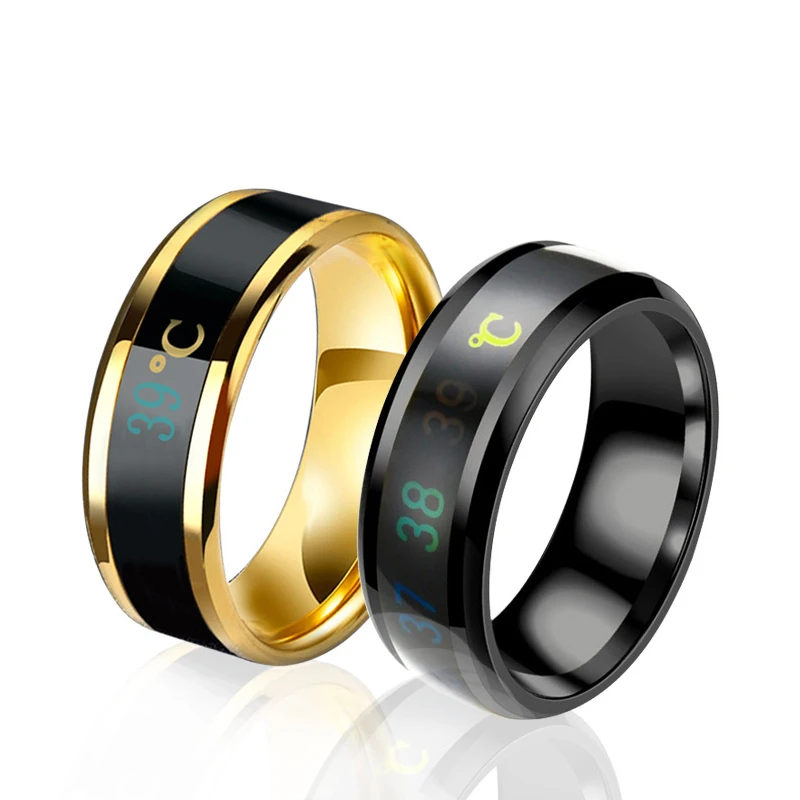 Waterproof Temperature Ring Titanium Steel Mood Women Emotion Feeling Intelligent Temperature Sensitive Ring Sensor Body Fashion