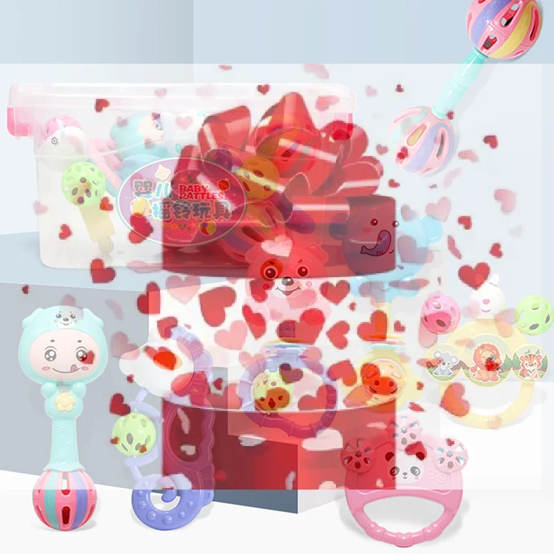 【بي إس】1/7 قطع ألعاب حسية للمواليد الجدد، ألعاب تطويرية للأطفال، خشخيشات تعليمية للرضع من عمر 0 إلى 6 و12 شهرًا