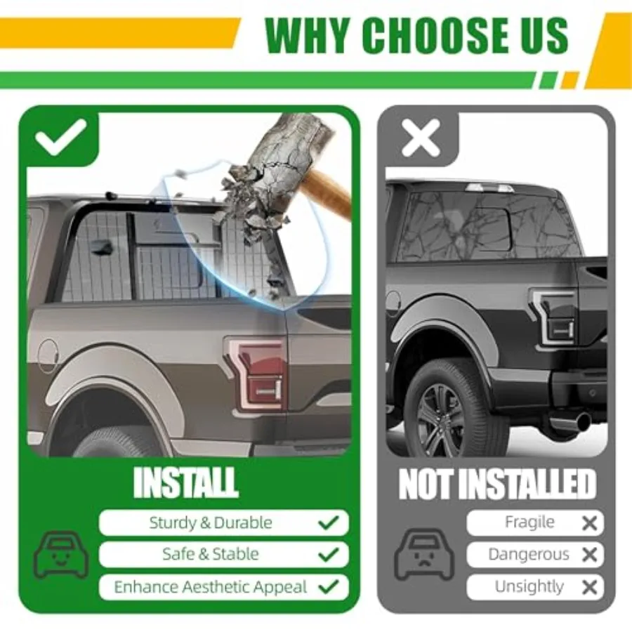 رف الصداع لشاحنة الالتقاط العالمية قابل للتعديل 64.37 إلى 78.12 حماية نافذة الكابينة نافذة خلفية آمنة رف نصف خلفي متوافق #4