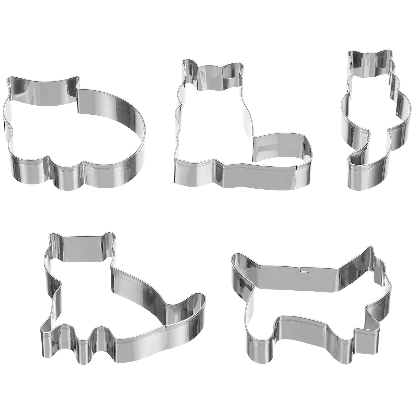 

5 Pcs Cat Cookie Cutters Stauffers Cookies Metal DIY Biscuits Mold Stainless Steel Making Tool Molds