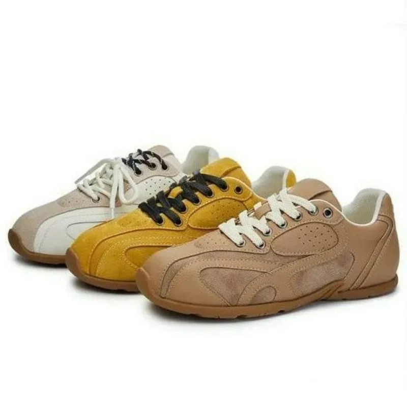 

New Genuine Leather Women German Training Shoes Flat Lace-up Sneakers Women Fashion Anti-slip Running Casual Shoes For Women
