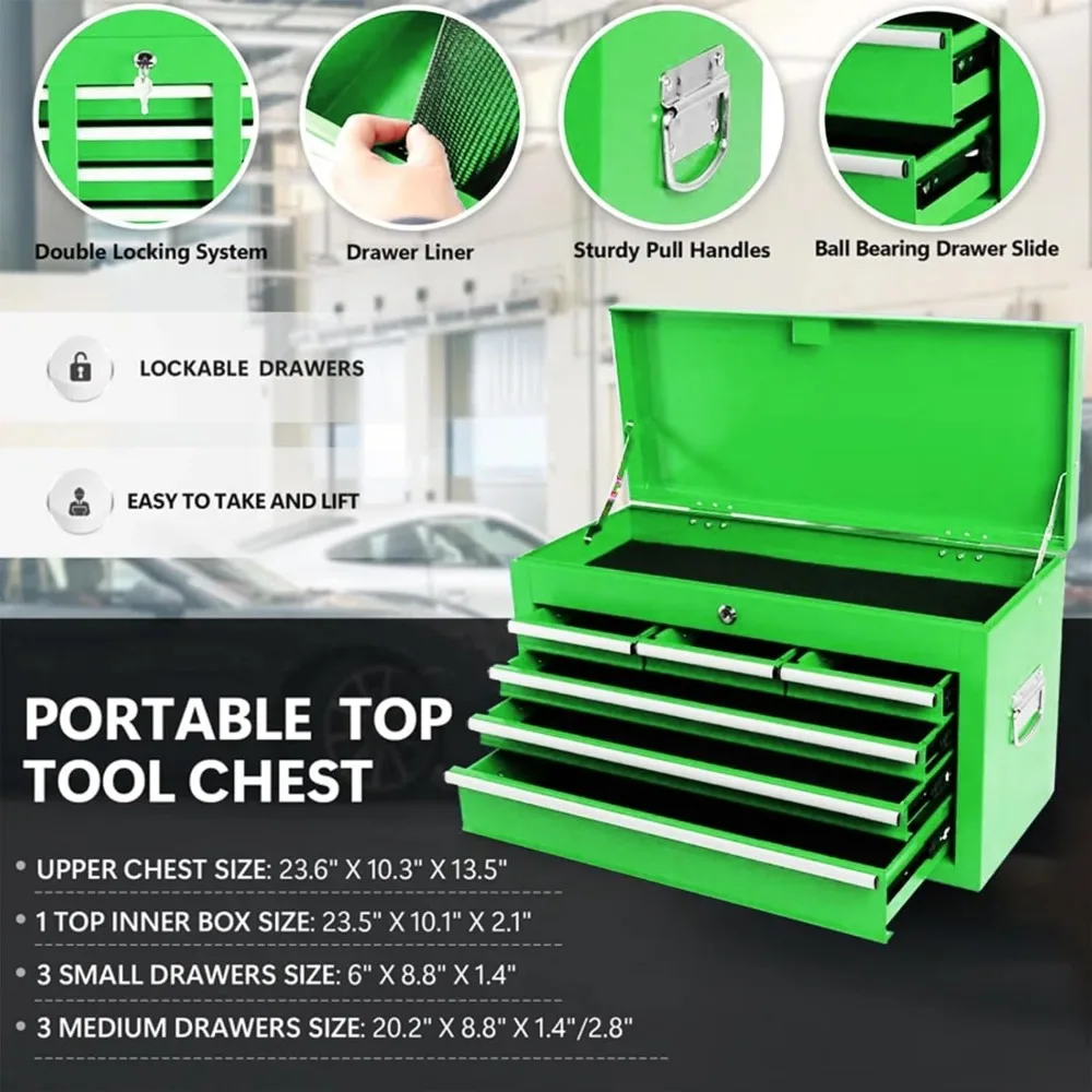 8 Drawers Rolling Tool Chest - Tool Box Organizer with Wheels and Drawers, Detachable Storage Cabinet with Lock for Garage Works