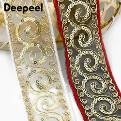 2/5Yards Deepeel 47mm Ethnic Embroid Ribbon Hollow Mesh Sequin Lace Fabric Clothing Decoration Webbing Trim DIY Sewing Accessory