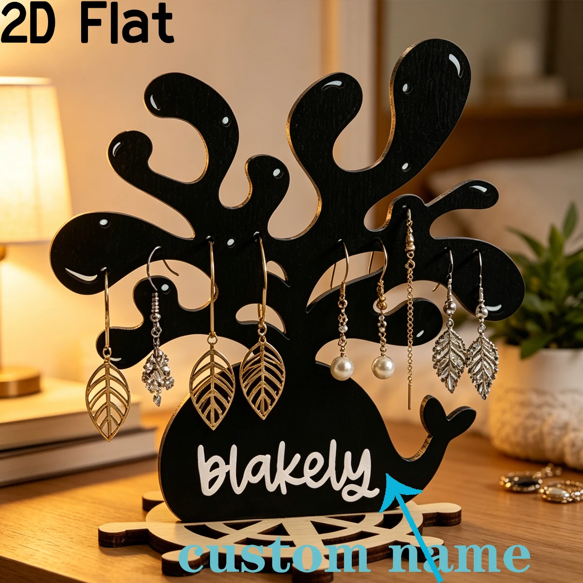 1pc Custom black whale Wood Ac - Home Decor Organizer ulasan dan harga